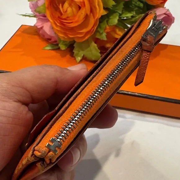 Authentic Hermes Orange Card Holder - Picture 16 of 16